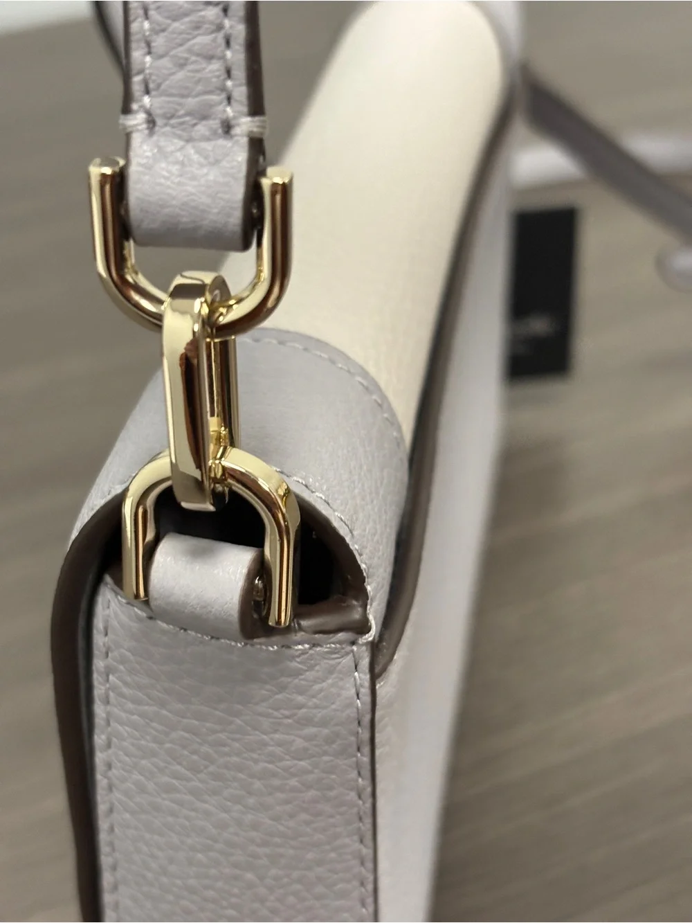 kate spade Two-Tone White and Light Gray Pebbled Leather Crossbody